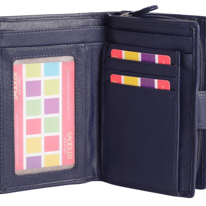 SADDLER – wholesale Wallet – Women's – SADDLER GEORGIE Leather Double-Sided Purse - 13 Card Slots, Generous Space for Notes and Coins - RFID Protected