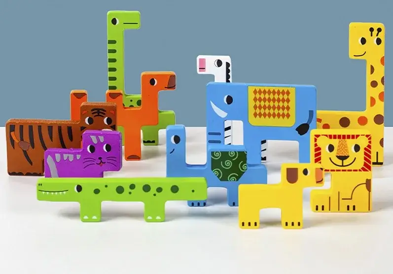 Magnifique Hearts - Wholesale Puzzle - Kids - Colorful Wooden Animal Puzzle – Charming Montessori Toy 4