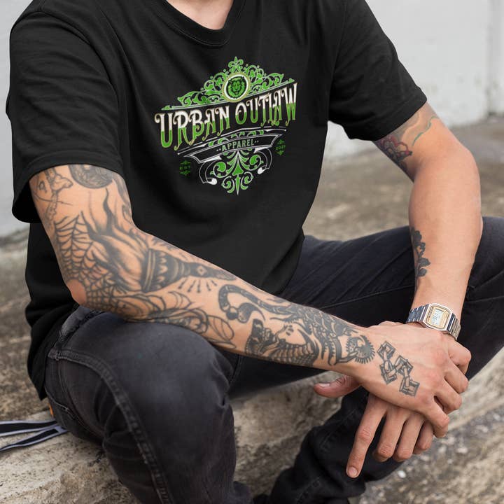 T-shirt Campos Verdes Fora da Lei por atacado de Urban Outlaw Apparel