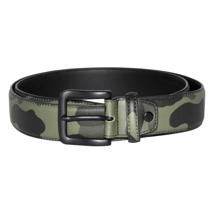 Camo Pattern PU Belt with Matte Black Hardware for wholesale by Nicci