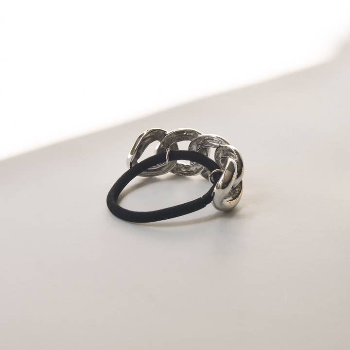 nar'sha - Wholesale Hair Tie - Chain Metal Ponytail Cuff Hair Tie | Silver
