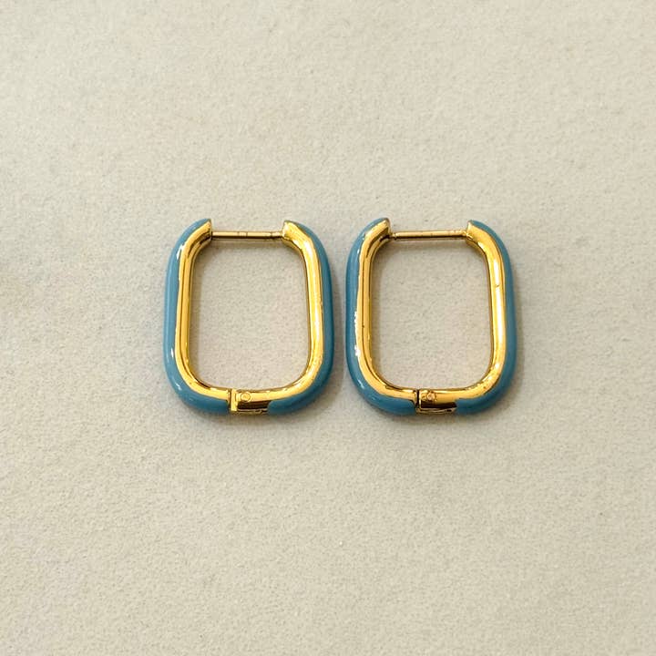 Cassette Barcelona - Wholesale Hoop Earrings - Colorful Rectangular Stainless Steel Earrings2