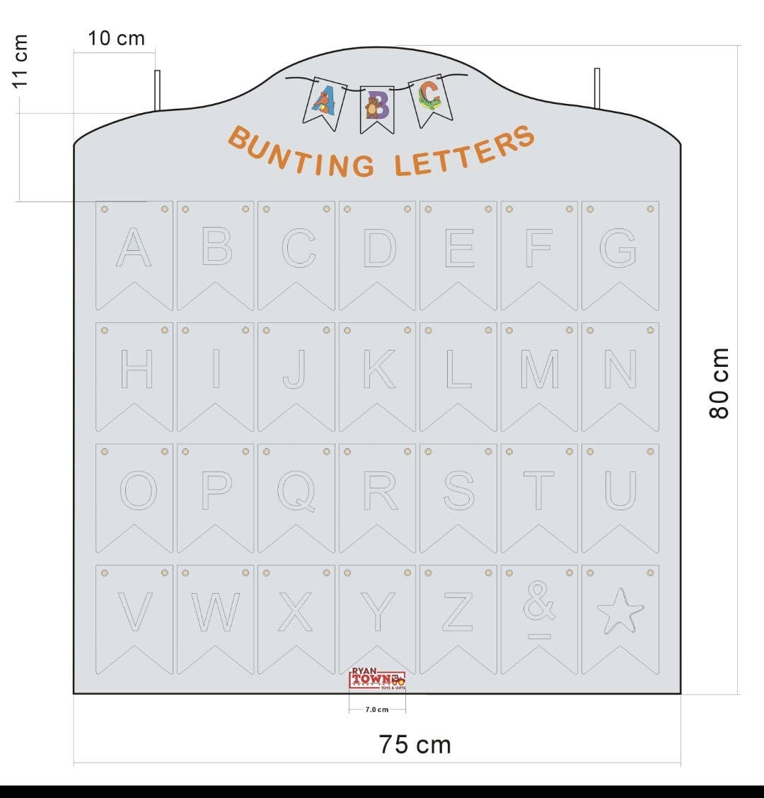 Ryan Town Toys & Gifts - Wholesale Wood Toy - Kids - Wooden Animal " Bunting Letters" Starter Kit, with Stand6