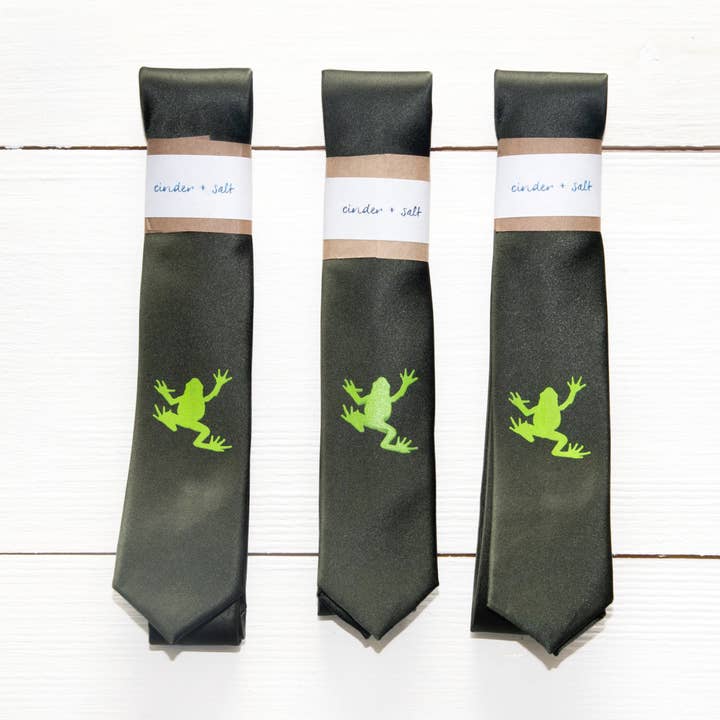 Frog Skinny Tie - Green for wholesale by Cinder + Salt