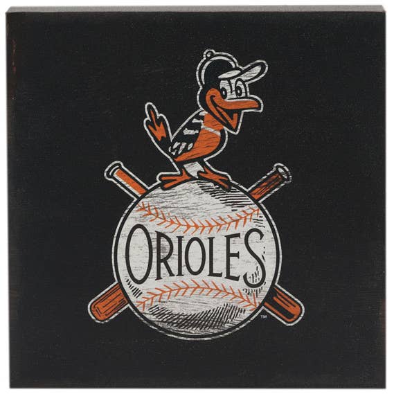 Open Road Brands, LLC - Wholesale Sign - Baltimore Orioles Logo On Wood Block Wall Decor