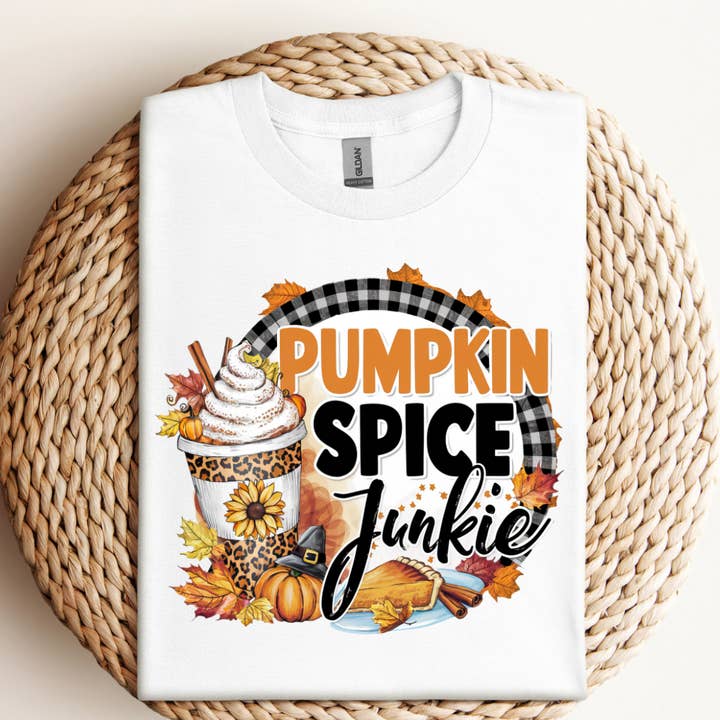 Pumpkin Spice Junkie herfst T-shirt voor wholesale door Londas Tees and Tumblers