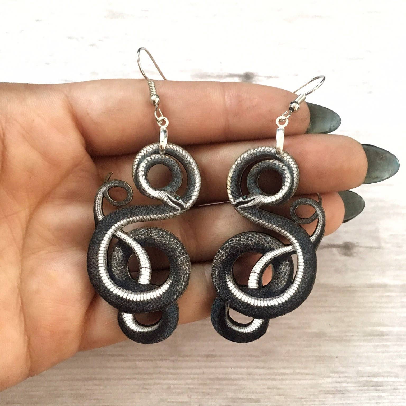 Toad Hill Farm - Wholesale Dangle Earrings - Black Snake Earrings - Halloween / Reptile - Laser Cut Wood3