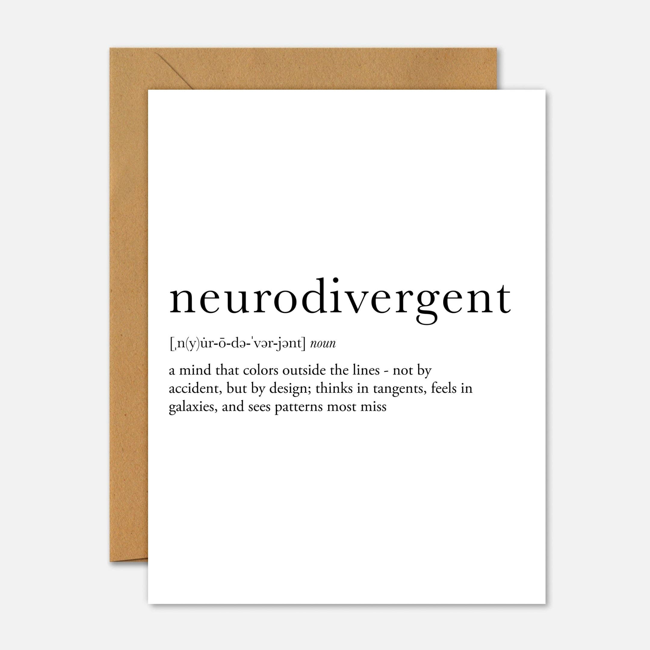 Footnotes - Wholesale Everyday Greeting Card - Neurodivergent Definition – Mental Health Greeting Card0