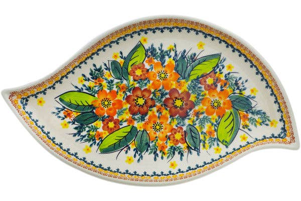 Polmedia Polish Pottery - Wholesale Platter - Platter 14" Sunset Meadow Theme UNIKAT1