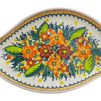 Polmedia Polish Pottery - Wholesale Platter - Platter 14" Sunset Meadow Theme UNIKAT1
