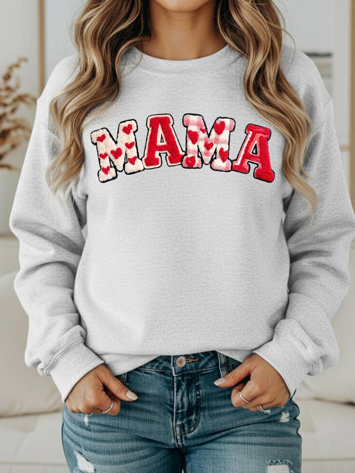 Faux Yarn MAMA Valentines Shirt for wholesale by SAMS Farm Charm