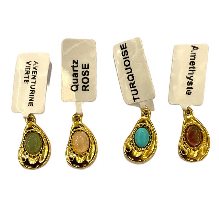 Foliesbijoux - Wholesale Individual Charm/Pendant - Stone & stainless steel pendant