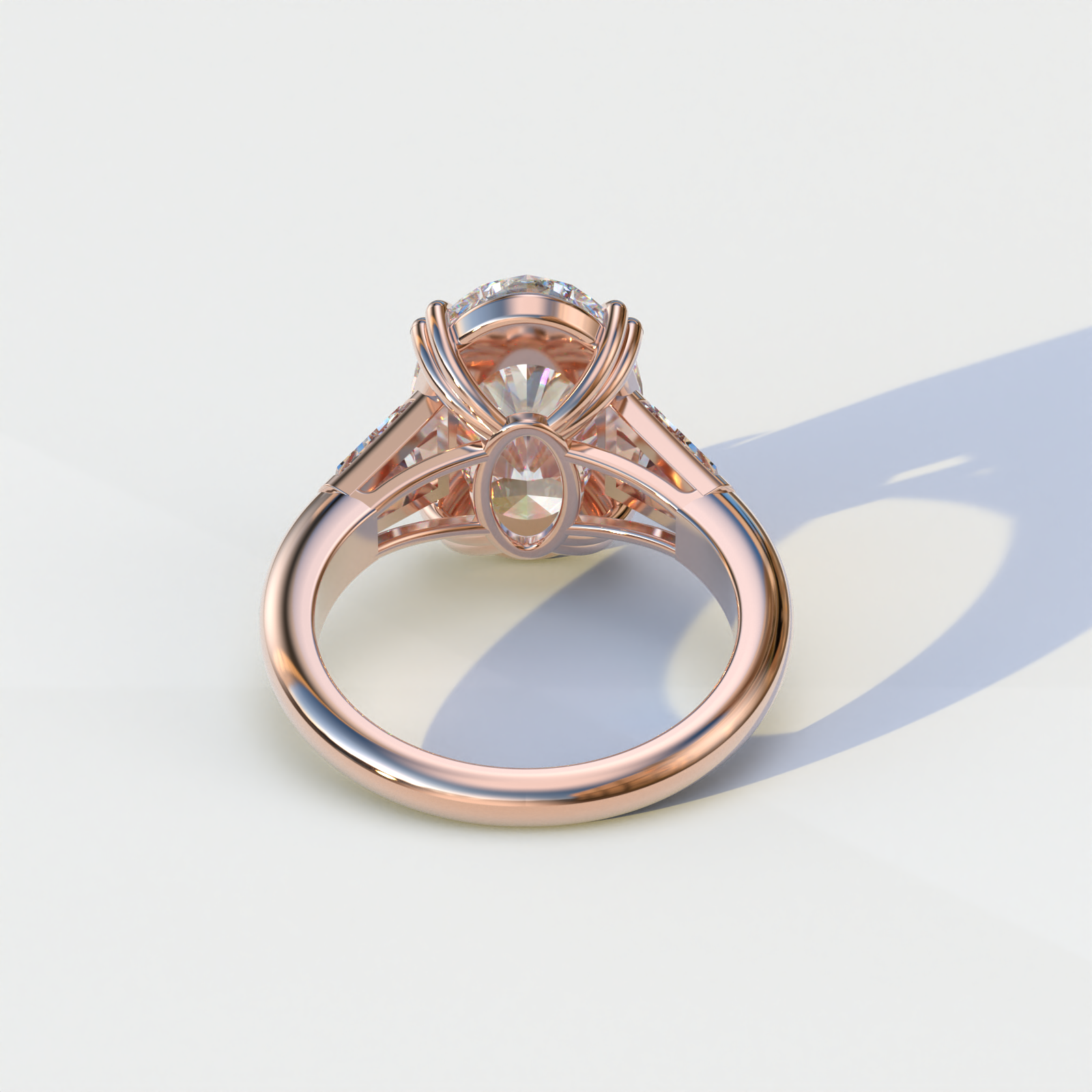 Mohana Jewels - Luxury - Wholesale Engagement Ring - 3 Carat E VVS Oval & Baguette Lab Diamond Ring - Persi12