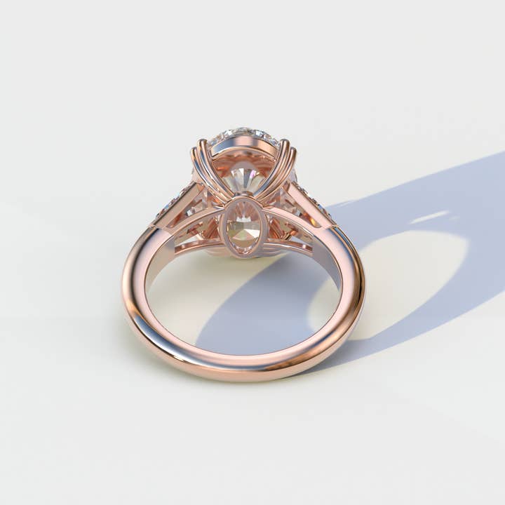 Mohana Jewels - Luxury - Wholesale Engagement Ring - 3 Carat E VVS Oval & Baguette Lab Diamond Ring - Persi12