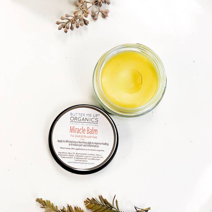 Butter Me Up Organics - Vente Crème/baume/pommade cicatrisante - Baume Miracle/Baume pour la douleur à base de plantes biologiques/Douleur musculaire