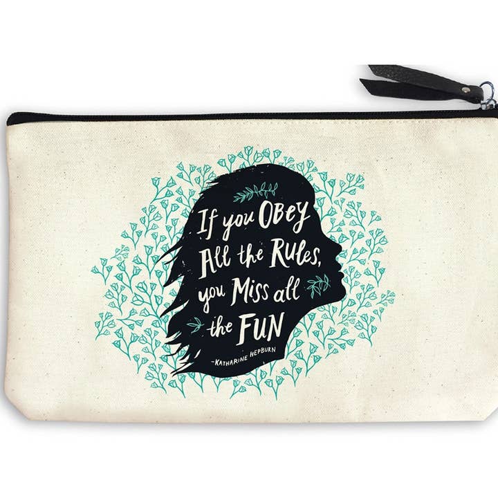 Obey The Rules Canvas Zipper Pouch/Bag for Travel or School for wholesale by Nelson Line