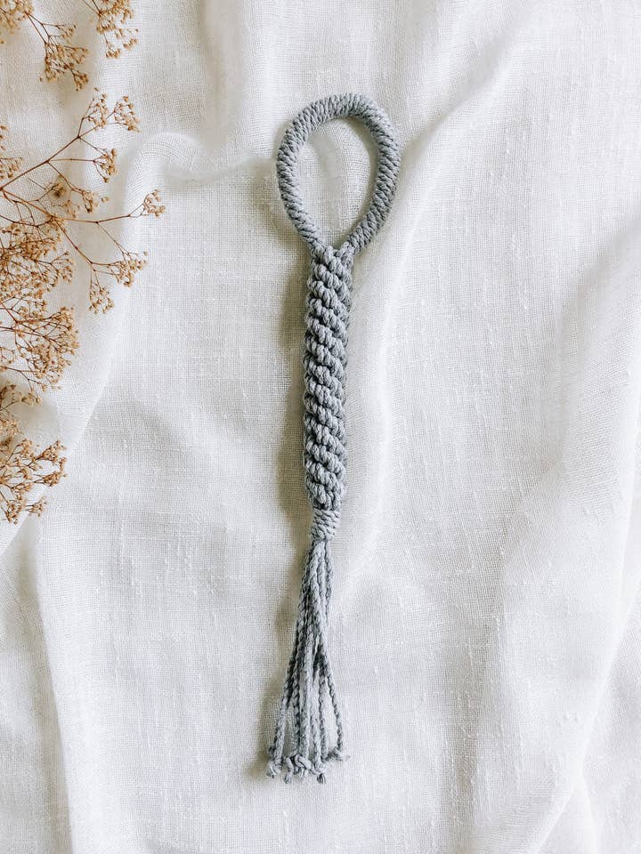 Macrame Rope Dog Tug Toy - Gray for wholesale by EMBER & IVORY