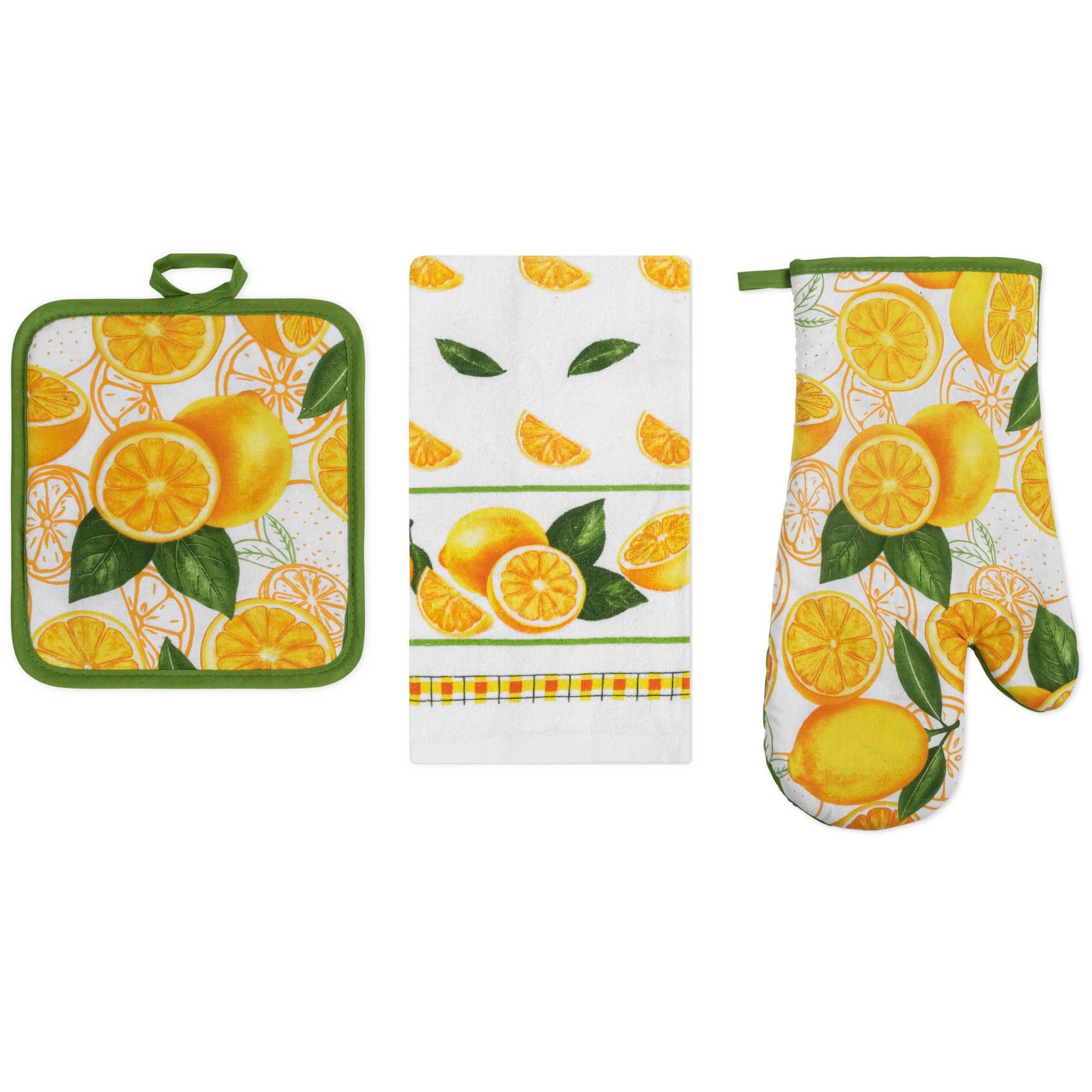ShopBobbys - Wholesale Oven Mitt/Pot Holder - PREMIUS 3 Piece Printed Kitchen Linen Set, 1 Cotton Towel, 1 Pot Holder, 1 Oven Mitt3