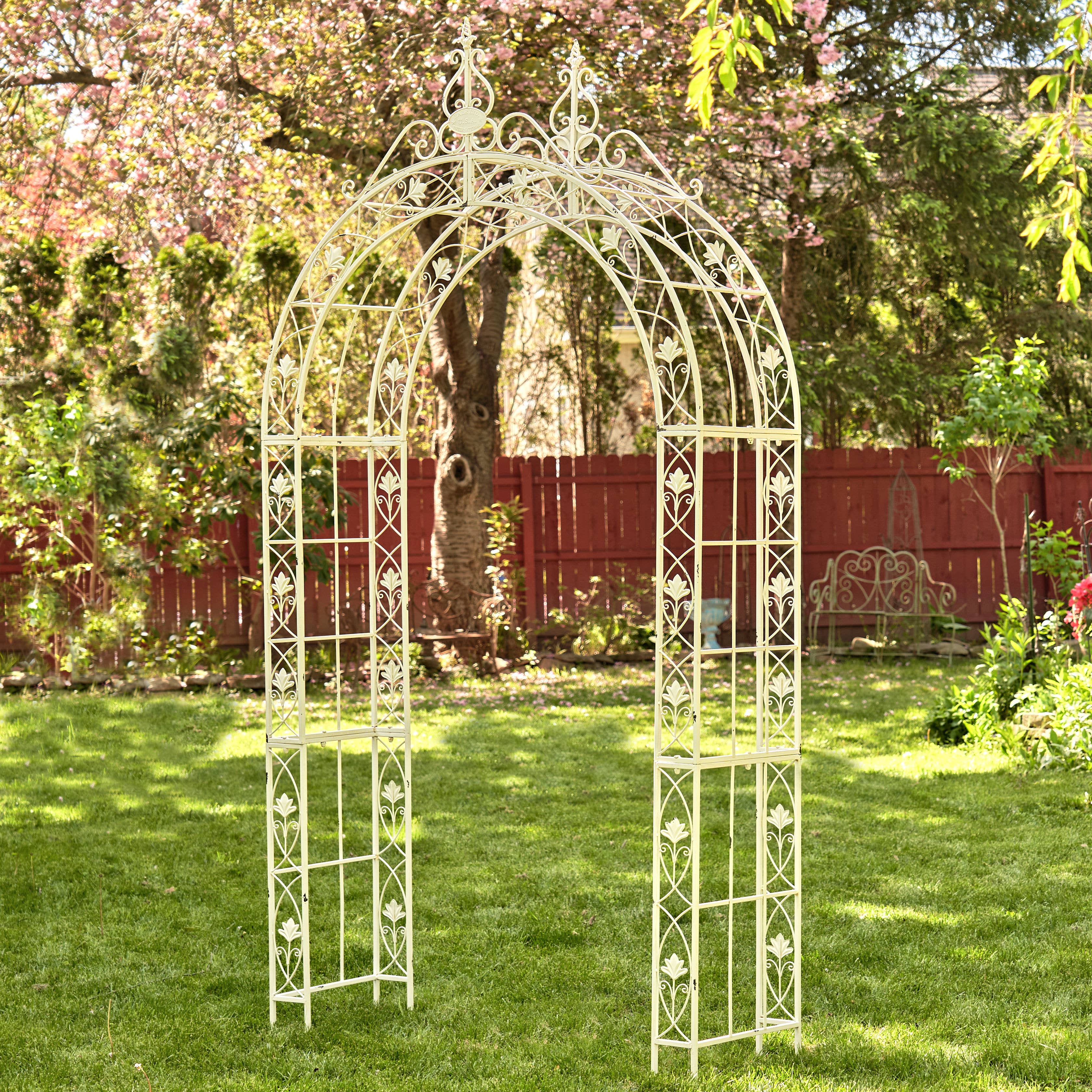 Zaer Ltd. International - Wholesale Outdoor Ornament/Decor - 8.5ft. Tall Iron Garden Arch Decoration - 2 Color Options1