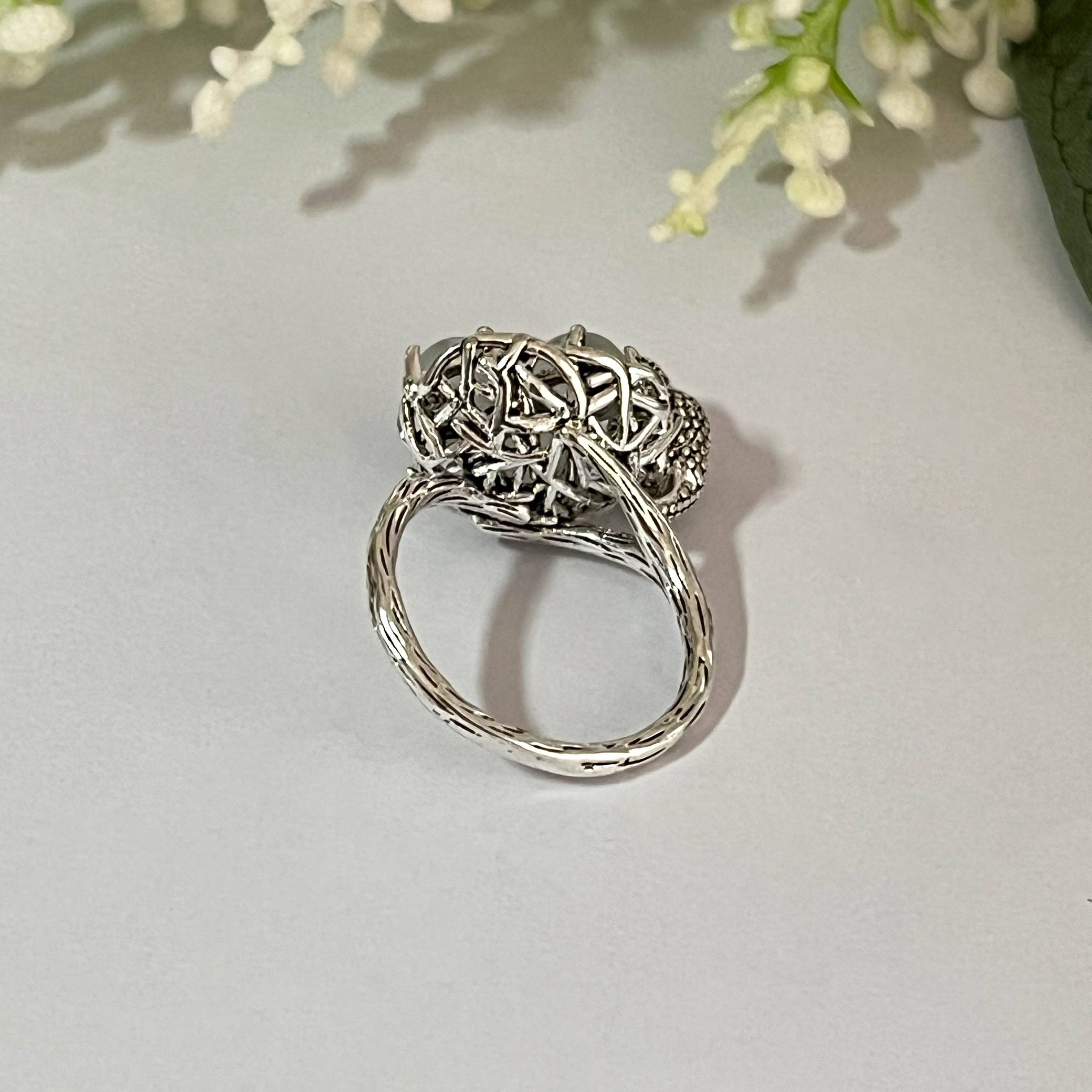 Silver Loving Birds Feeding Design Creative Ring for wholesale on Faire3