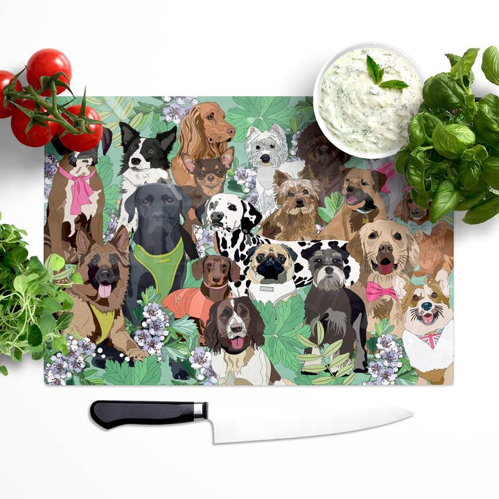 Dog Lover's Glass Worktop Saver for wholesale by Bean and Bemble