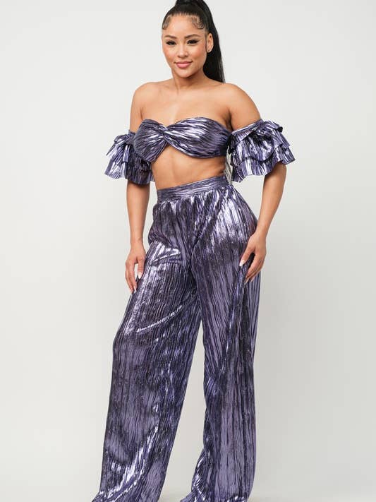 Ruffledetail Top W Palazzo Byxor för wholesale av Belita Collection