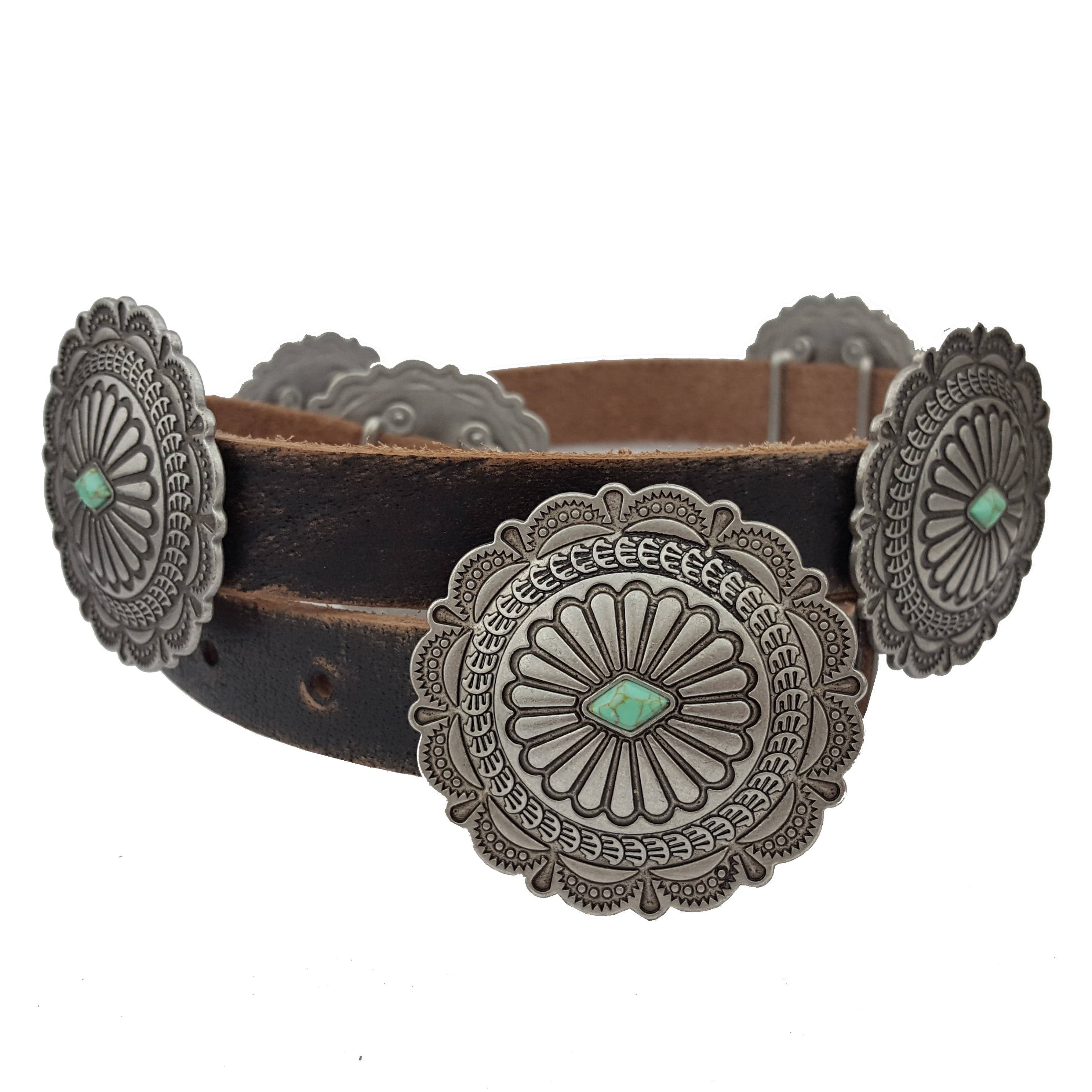 Axesoria West - Wholesale Belt - Women's - Western Genuine Distressed Leather belt w. Round concho0