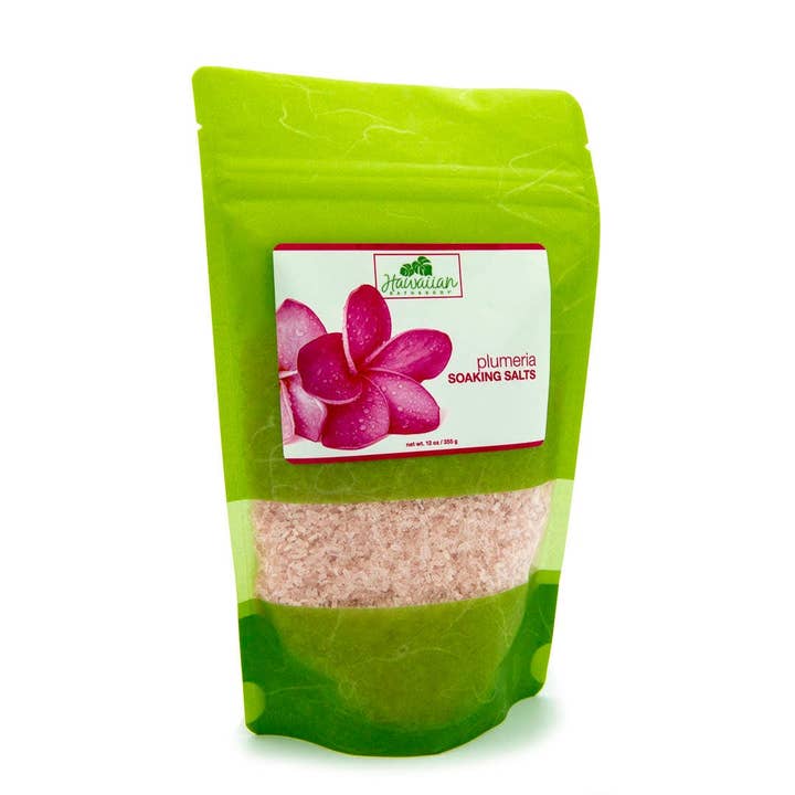 Hawaiian Plumeria Soaking Salts for wholesale by North Shore Soap Factory - Hawaiian Bath & Body