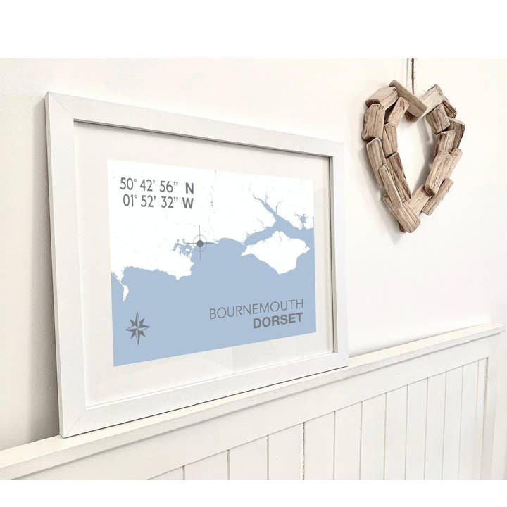 Kustkaart van Bournemouth Afdrukken voor wholesale door SeaKisses