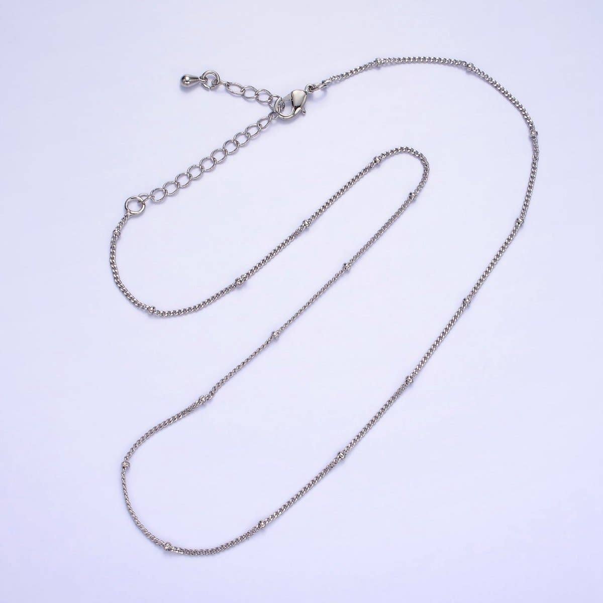 Aim Eternal – wholesale Link & chain necklace – 14K Gold Filled 1.8mm Satellite Curb Chain 17 Inch Necklace w. Extender in Gold & Silver | WA-2455 WA-24561