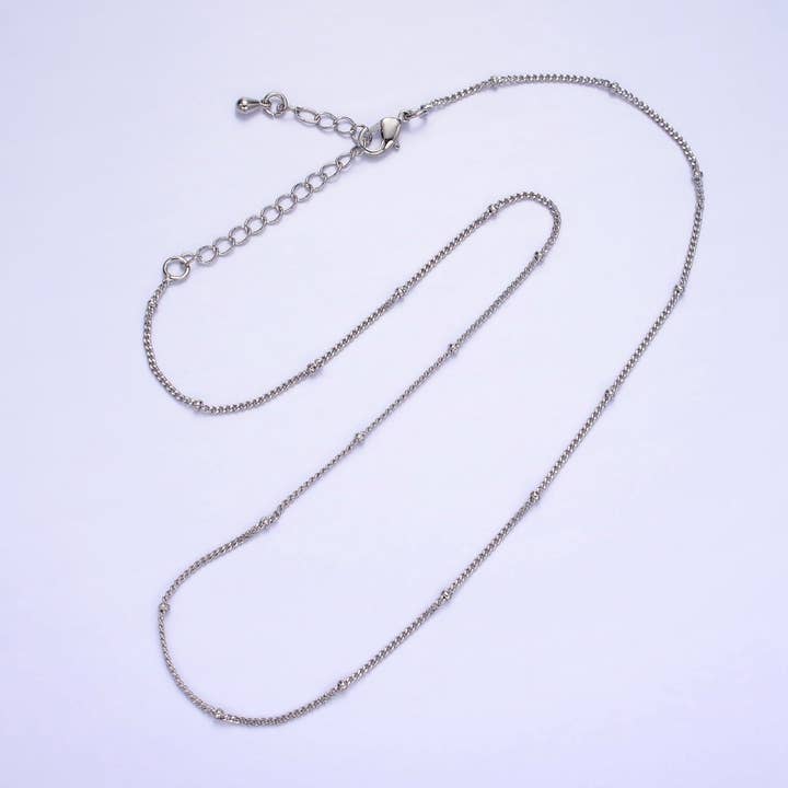 Aim Eternal – wholesale Link & chain necklace – 14K Gold Filled 1.8mm Satellite Curb Chain 17 Inch Necklace w. Extender in Gold & Silver | WA-2455 WA-24561