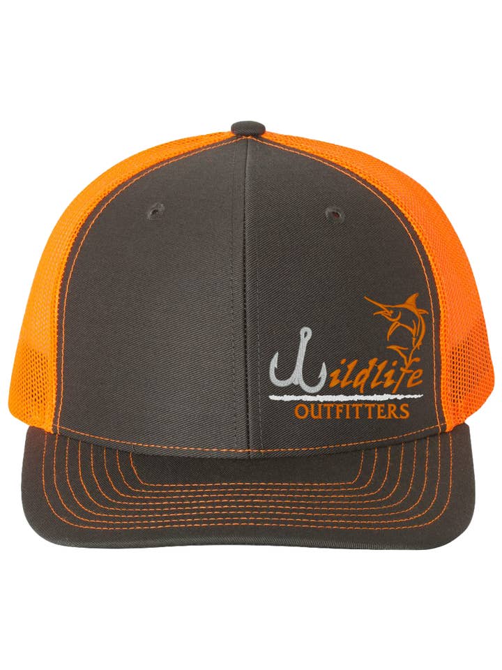 Hat - 112 Charcoal/Neon Orange, Hook, Lpm, Neon Orange for wholesale by Wildlife Outfitters