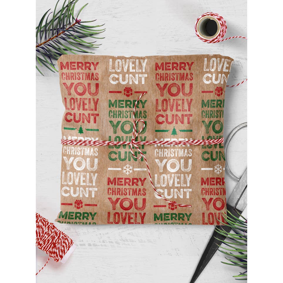 Brainbox Candy - Wholesale Flat Wrap - Rude Gift Wrap - Lovely Cunt **Pack of 2 Sheets Folded**