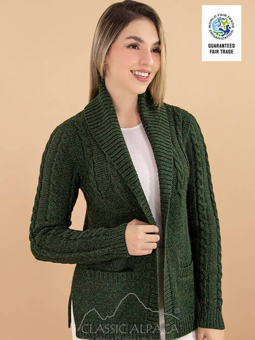 Micaela Cable Alpaca Cardigan for wholesale by Classic Alpaca