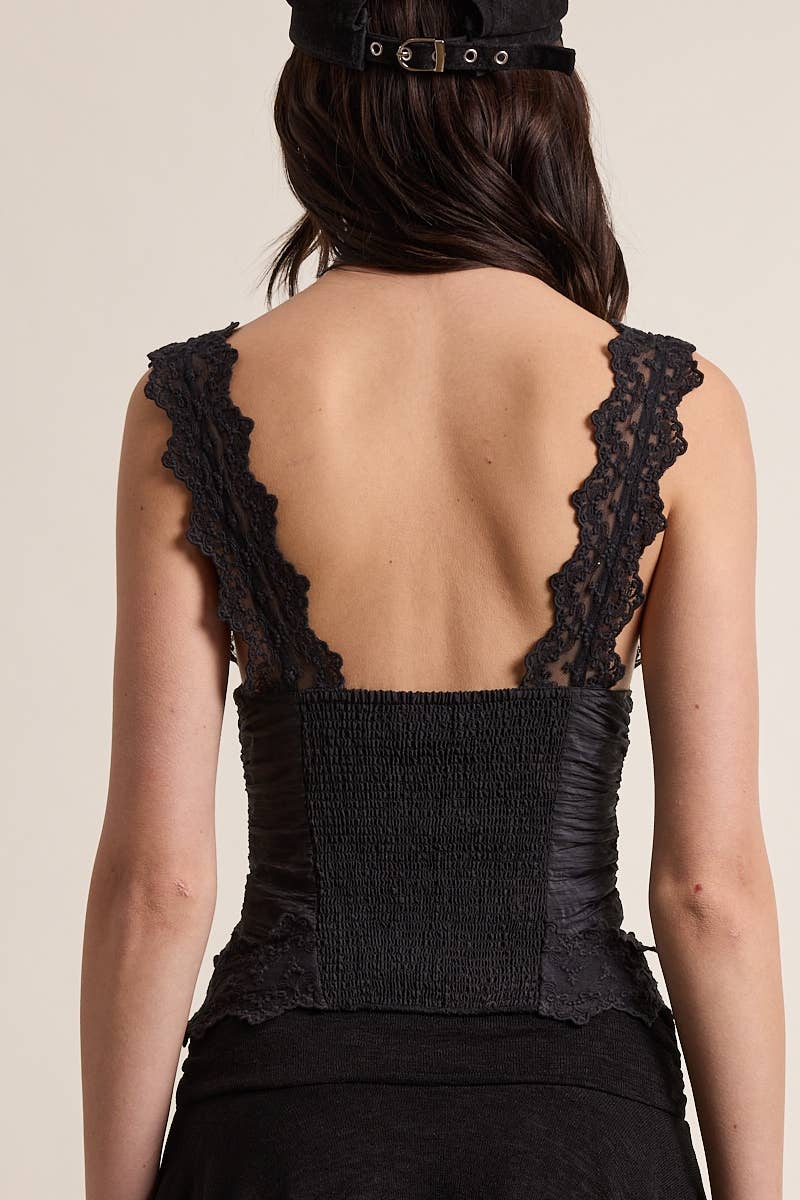 Sky to Moon - Wholesale Tank Top - Women's - SCALLOP SHAPE FLORAL LACE WIDE STRAP CAMI TOP6