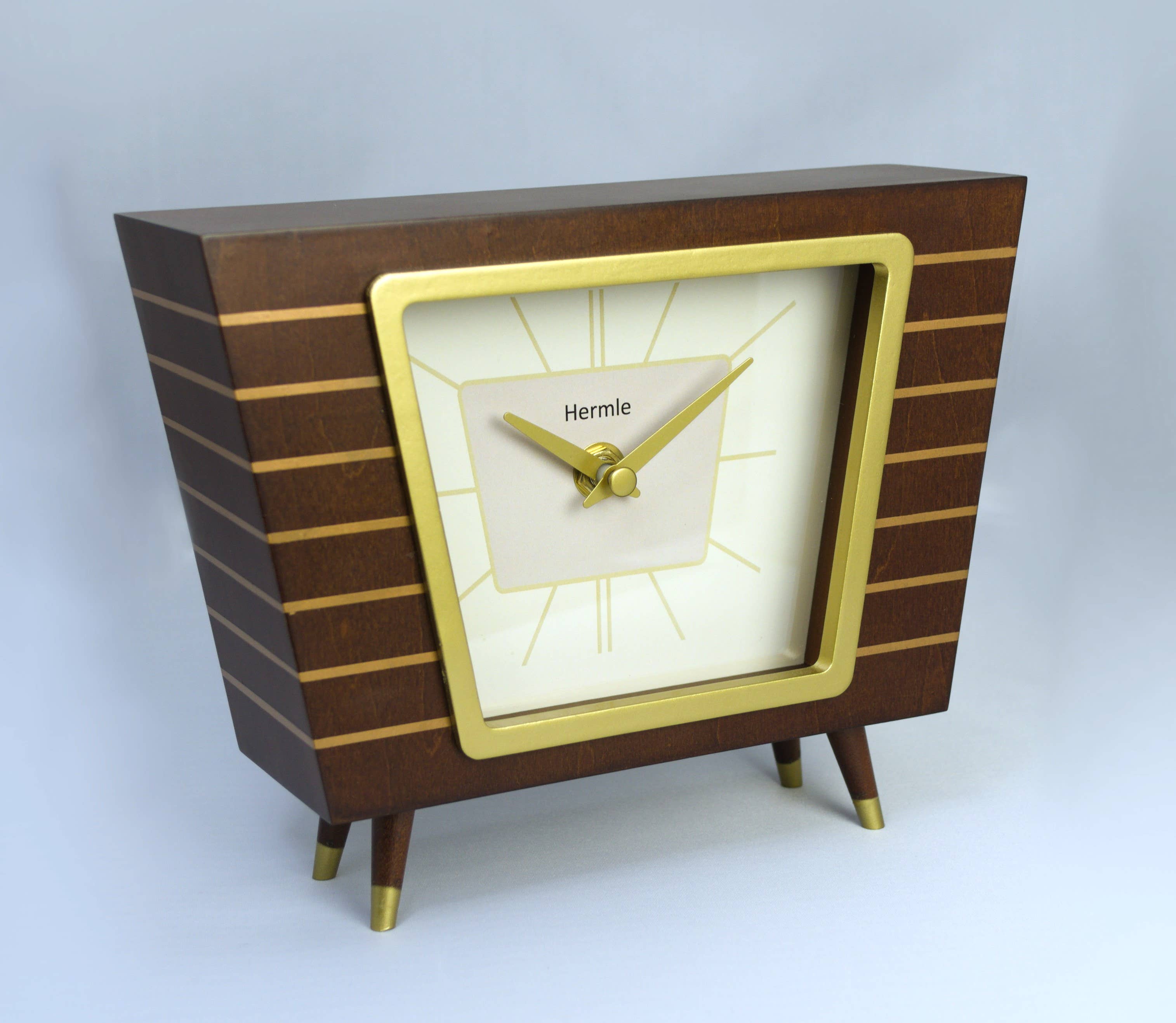 Hermle - Wholesale Desk Clock - Finn Retro Brown Wooden Desk Clock1