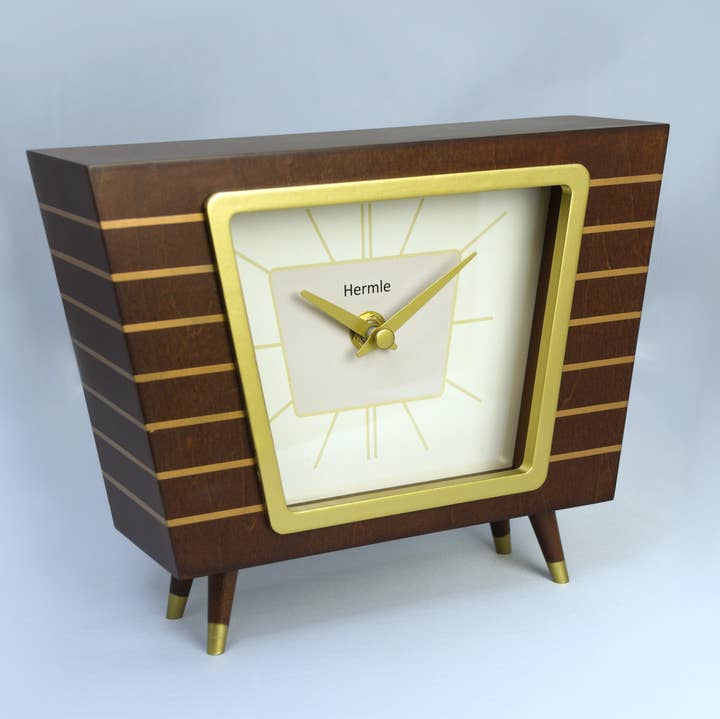 Hermle - Wholesale Desk Clock - Finn Retro Brown Wooden Desk Clock1