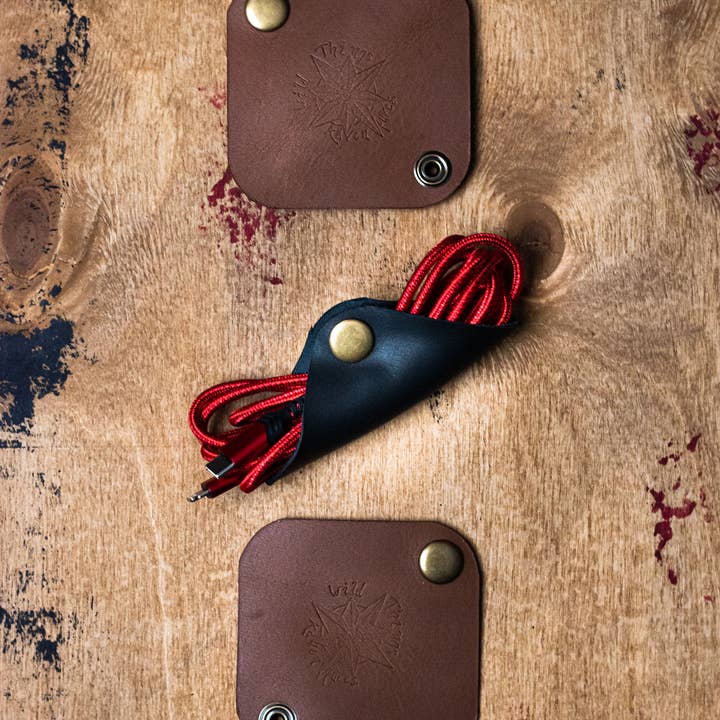 St. Carlo Acutis Leather Cord Keeper with Solid Brass Snap for wholesale by Wild Things Leather Goods