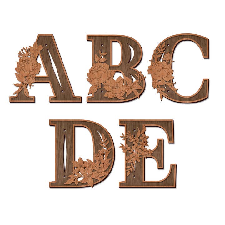 Inspired Indigo - Wholesale Wall Accent - Wood Letters and Numbers Wall Art - Floral Design7