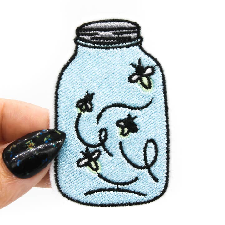 Fireflies in Jar Glow in the Dark Embroidered Iron on Patch for wholesale by Project Pinup