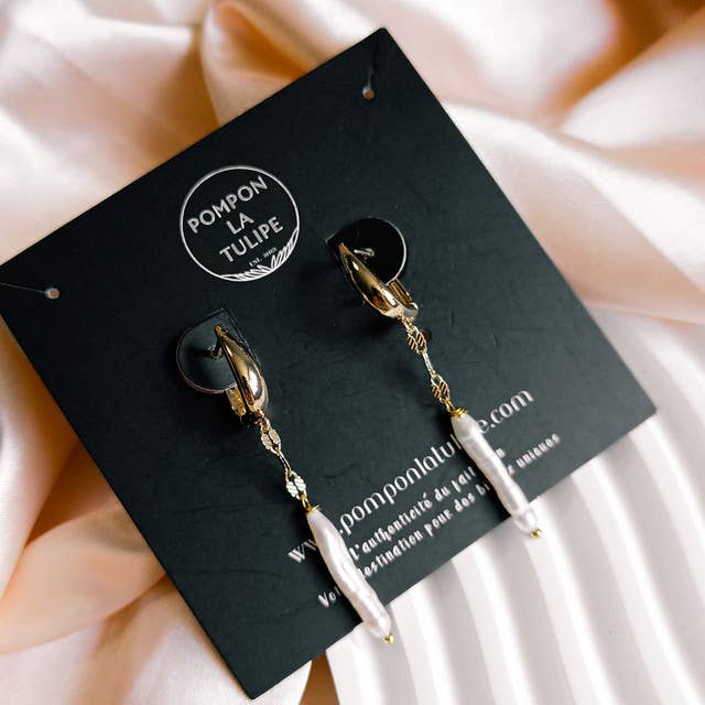 Pompon La Tulipe - Wholesale Dangle Earrings - Zucchini Earrings Baroque Pearls4