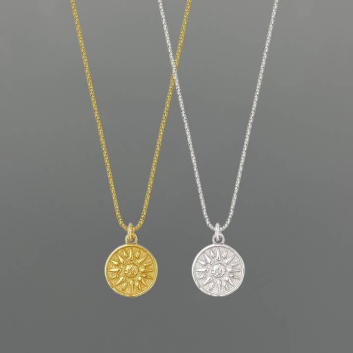 Sun Goddess Coin Pendant Necklace for wholesale by Something Silver