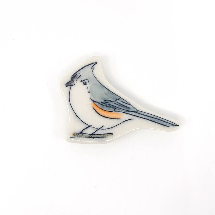 Bri Larson Art - Wholesale Magnet - Ceramic Tufted Titmouse Magnet (Made to Order)