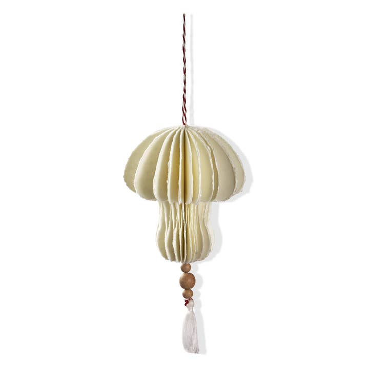 Paper Mushroom Ornament White Christmas for wholesale by tag