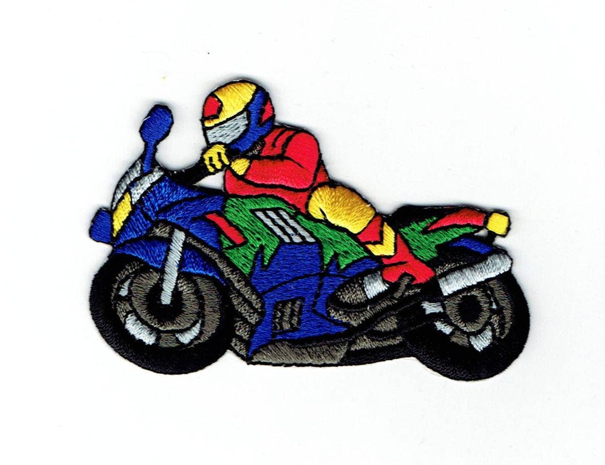Wholesale Applique - Wholesale Patch - Blue/Green - Motorcycle Racer - Iron on Applique - Embroidered Patch - 151439-A0