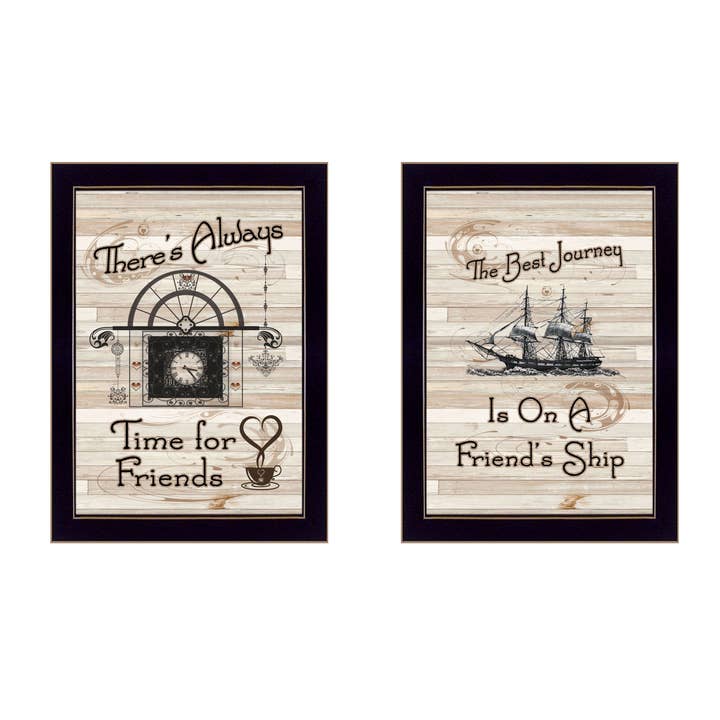 "Friendship Journey" 2-Piece Vignette, Black Frame for wholesale by Trendy Decor 4U