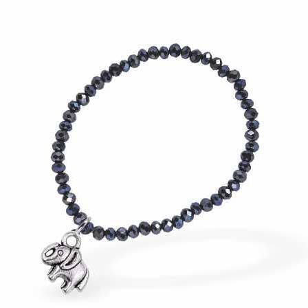 Bracelet à breloques extensible avec perles de couleur gris granit pour la vente par Byzantium Collection Ltd