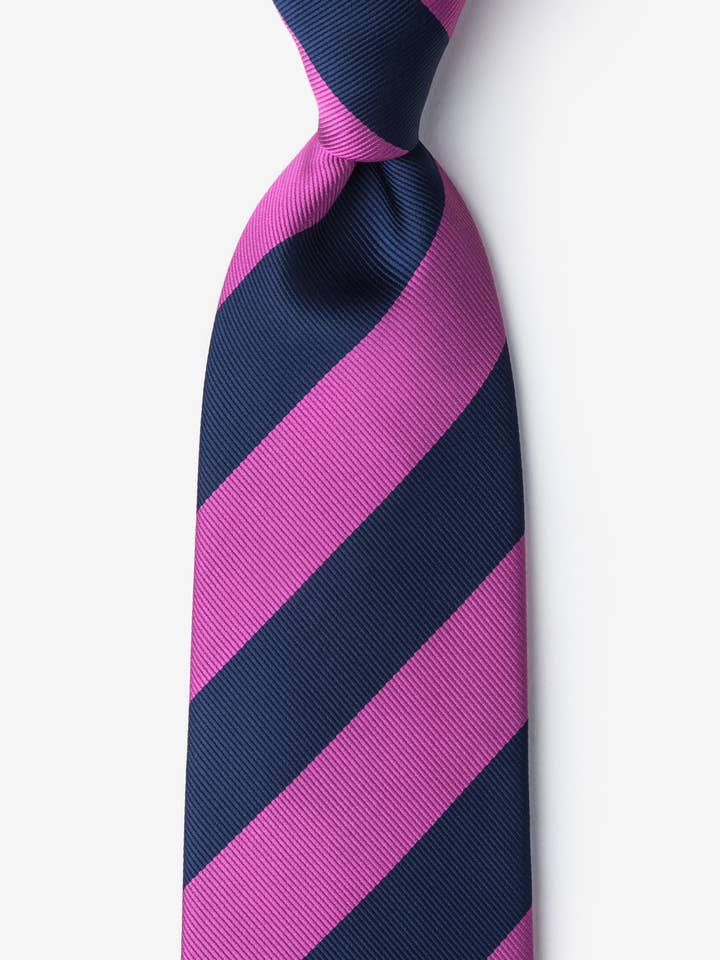 Herren-Krawatte mit College-Streifen in Fuchsia und Marineblau für den Großhandel von Wild Ties