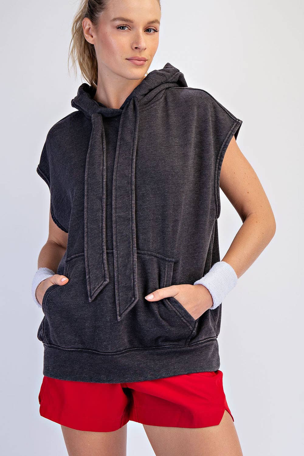Rae Mode - Wholesale Hoodie - Women's - MINERAL WASHED TERRY SLEEVELESS HOODIE SWEATSHIRT16
