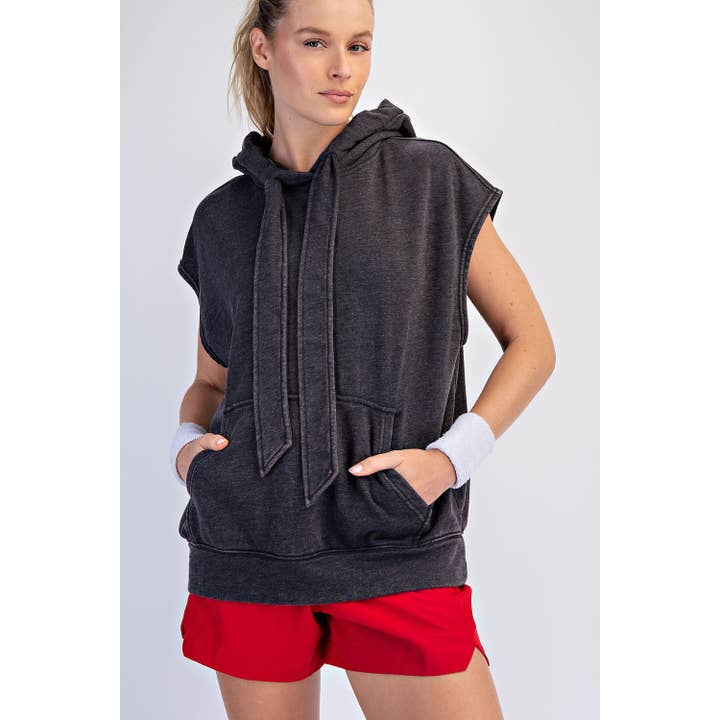 Rae Mode - Wholesale Hoodie - Women's - MINERAL WASHED TERRY SLEEVELESS HOODIE SWEATSHIRT16